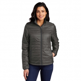 Port Authority L850 Ladies Packable Puffy Jacket - Sterling Grey/Graphite