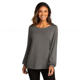 Port Authority LK5600 Ladies Luxe Knit Jewel Neck Top - Sterling Grey