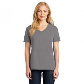 Port & Company LPC54V Ladies Core Cotton V-Neck Tee - Medium Grey