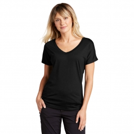 Sport-Tek Ladies PosiCharge LST401 Tri-Blend Wicking Dolman Tee - Black Triad Heather