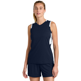 Sport-Tek LST441 Club Sleeveless V-Neck - True Navy/White