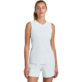 Sport-Tek LST441 Club Sleeveless V-Neck - White