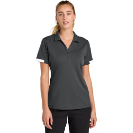 Sport-Tek LST444 Ladies Club Colorblock Polo - Iron Gray/White