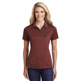 Sport-Tek LST590 Ladies PosiCharge Electric Heather Polo - Deep Red/Black Electric