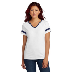 Sport-Tek LST6041 Ladies Halftime Notch Neck Tee - White/True Navy