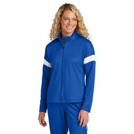 Sport-Tek LST800 Ladies Sport-Wick Fleece Full-Zip Jacket - True Royal/White