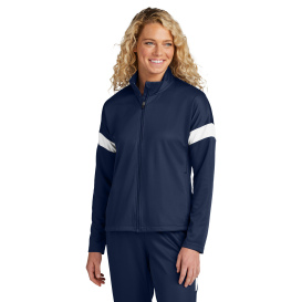 Sport-Tek LST800 Ladies Sport-Wick Fleece Full-Zip Jacket - True Navy/White