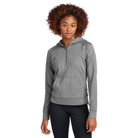 Sport-Tek LST856 Ladies Sport-Wick Stretch 1/2-Zip Hoodie - Charcoal Grey Heather