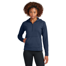 Sport-Tek LST856 Ladies Sport-Wick Stretch 1/2-Zip Hoodie - True Navy