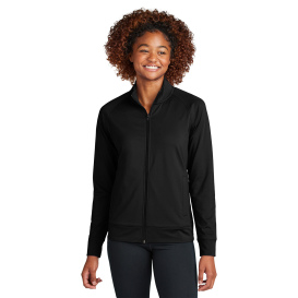 Sport-Tek LST857 Ladies Sport-Wick Stretch Full-Zip Cadet Jacket - Black