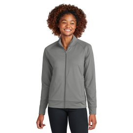 Sport-Tek LST857 Ladies Sport-Wick Stretch Full-Zip Cadet Jacket - Charcoal Grey