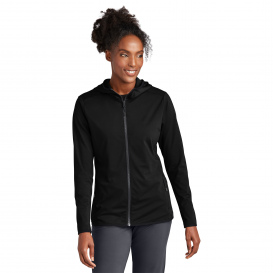 Sport-Tek LST870 Ladies Circuit Hooded Full-Zip - Deep Black