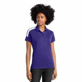 Sport-Tek LST104 Ladies Competitor United Polo - Purple/White