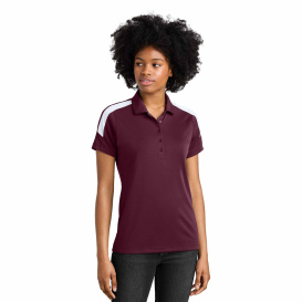 Sport-Tek LST104 Ladies Competitor United Polo - Maroon/White