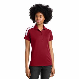 Sport-Tek LST104 Ladies Competitor United Polo - Deep Red/White