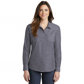 Port Authority LW380 Ladies Slub Chambray Shirt - True Navy