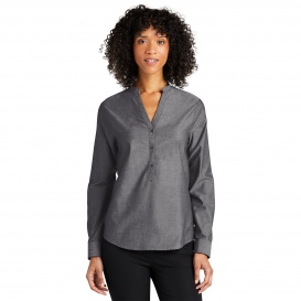 Port Authority LW382 Ladies Long Sleeve Chambray Easy Care Shirt - Deep Black
