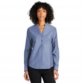 Port Authority LW382 Ladies Long Sleeve Chambray Easy Care Shirt - Moonlight Blue