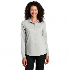 Port Authority LW401 Ladies Long Sleeve Performance Staff Shirt - Silver