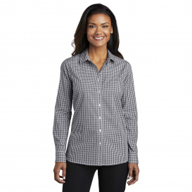 Port Authority LW644 Ladies Broadcloth Gingham Easy Care Shirt - Black/White