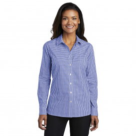 Port Authority LW644 Ladies Broadcloth Gingham Easy Care Shirt - True Royal/White