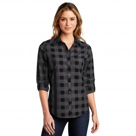 Port Authority LW670 Ladies Everyday Plaid Shirt - Black