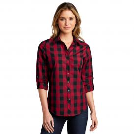 Port Authority LW670 Ladies Everyday Plaid Shirt - Rich Red