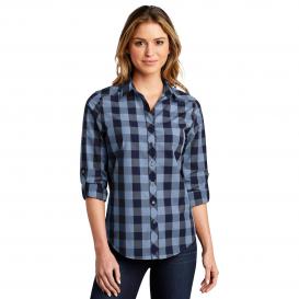 Port Authority LW670 Ladies Everyday Plaid Shirt - True Navy