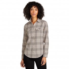 Port Authority LW672 Ladies Long Sleeve Ombre Plaid Shirt - Frost Grey