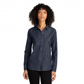 Port Authority LW676 Ladies Long Sleeve Perfect Denim Shirt - Dark Wash
