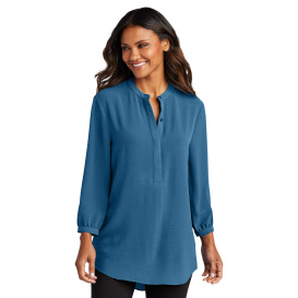 Port Authority LW713 Ladies 3/4-Sleeve Textured Crepe Tunic - Aegean Blue