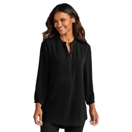 Port Authority LW713 Ladies 3/4-Sleeve Textured Crepe Tunic - Deep Black