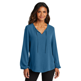 Port Authority LW714 Ladies Textured Crepe Tunic - Aegean Blue