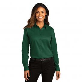 Port Authority LW808 Ladies Long Sleeve SuperPro React Twill Shirt - Dark Green