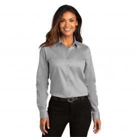 Port Authority LW808 Ladies Long Sleeve SuperPro React Twill Shirt - Gusty Grey