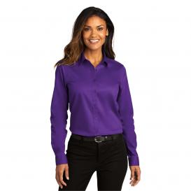 Port Authority LW808 Ladies Long Sleeve SuperPro React Twill Shirt - Purple