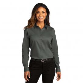 Port Authority LW808 Ladies Long Sleeve SuperPro React Twill Shirt - Storm Grey