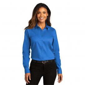 Port Authority LW808 Ladies Long Sleeve SuperPro React Twill Shirt - Strong Blue