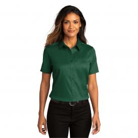 Port Authority LW809 Ladies Short Sleeve SuperPro React Twill Shirt - Dark Green