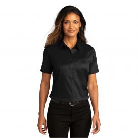 Port Authority LW809 Ladies Short Sleeve SuperPro React Twill Shirt - Deep Black