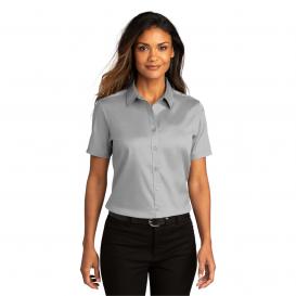 Port Authority LW809 Ladies Short Sleeve SuperPro React Twill Shirt - Gusty Grey