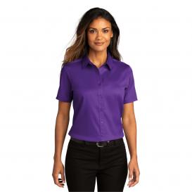 Port Authority LW809 Ladies Short Sleeve SuperPro React Twill Shirt - Purple