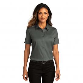 Port Authority LW809 Ladies Short Sleeve SuperPro React Twill Shirt - Storm Grey