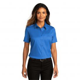 Port Authority LW809 Ladies Short Sleeve SuperPro React Twill Shirt - Strong Blue
