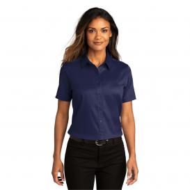 Port Authority LW809 Ladies Short Sleeve SuperPro React Twill Shirt - True Navy