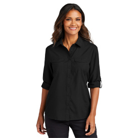 Port Authority LW960 Ladies Long Sleeve UV Daybreak Shirt - Deep Black