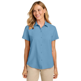 Port Authority LW963 Ladies Short Sleeve UV Dockside Shirt - Carolina Blue