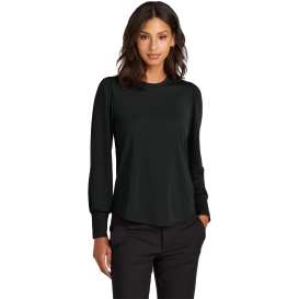 Mercer+Mettle MM1019 Ladies Stretch Jersey Long Sleeve Blouson Top - Deep Black