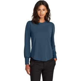 Mercer+Mettle MM1019 Ladies Stretch Jersey Long Sleeve Blouson Top - Insignia Blue