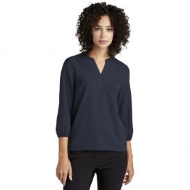 Mercer+Mettle MM2011 Women\'s Stretch Crepe 3/4-Sleeve Blouse - Night Navy